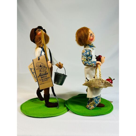 NWT Annalee Mr. and Mrs. Farmer 10" Felt Figures 2883 2884 Thanksgiving Farm - Picture 3 of 8